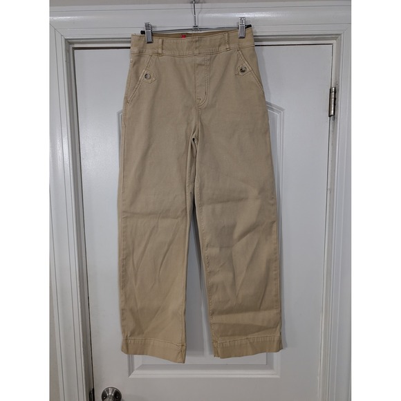 Spanx Women's Cropped Wide Leg Sailor Button Pocket Pants Beige Small chino - Picture 1 of 6